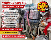 Liquidation : Lot de tissus en stock de 20 cm, commande minimum 30 kg, dentelle brodée pour femmes en balles de 30 kg, en gros, en promotion