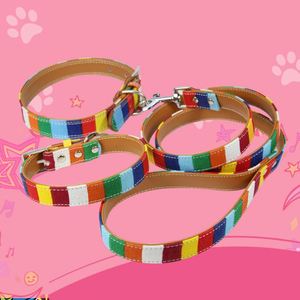 Collar para Perro de Lona con Rayas Coloridas y Correa de Mano a Juego, Hecho a Mano y con Hebilla de Aleación de PU - Product Image 4