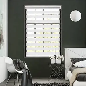 Zebra Vorhang grau total horizontal Fenster Vorhang und Vorhang für Tag- und Nachtlicht Filterung Rollläden für Fenster