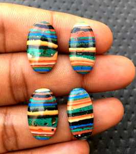 Cabujón de calsílice de arcoíris Natural superior glorioso, cuentas de piedra de forma ovalada de colores sueltos genuinos de alta calidad - Product Image 3