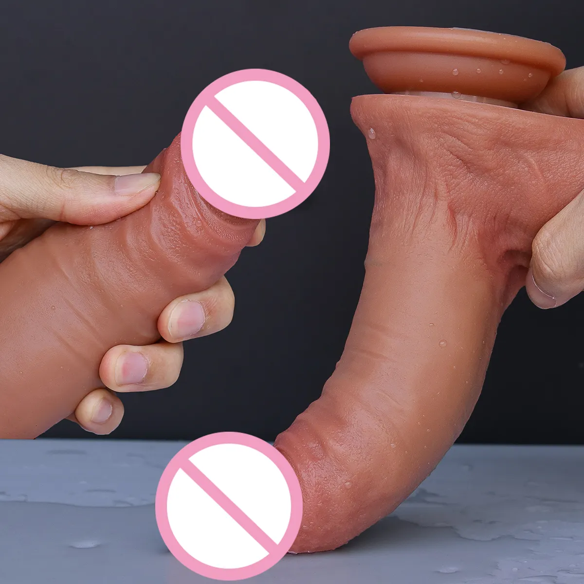 Mainan seks semprotan wanita masturbator Vagina, kontol silikon tebal Super lembut dengan tali cangkir hisap pada ejakulasi