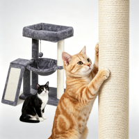 Arbre à chat d'intérieur pour petit appartement, avec griffoir en sisal, hamac en peluche et condo pour chat, mobilier d'escalade