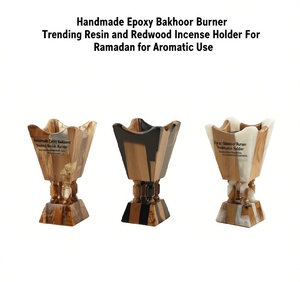 Handmade Epoxy Bakhoor Burner Trending <b>Resin</b> and Redwood Incense Holder for Ramadan for Aromatic Use - Product Image 1