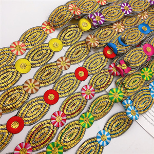 Pita Renda Payet Baru Bordir Bunga Afrika, Pita Hiasan untuk Disetrika pada Kain, DIY Pakaian, 10 Warna, Lebar 5cm - Product Image 1