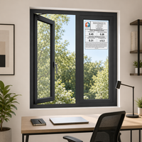CHANGYI Ventanas abatibles de doble acristalamiento Ventanas de aluminio corredizas negras Ventanas abatibles de perfil para el hogar