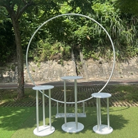 Support de toile de fond rond en alliage d'aluminium personnalisé avec housse en tissu, fond circulaire pour fête d'anniversaire et décoration d'événements