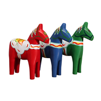 Horshi RTS suédois Dala cheval Statue en bois cheval Figurine pour la décoration de bureau à domicile couleur peinture artisanat classique