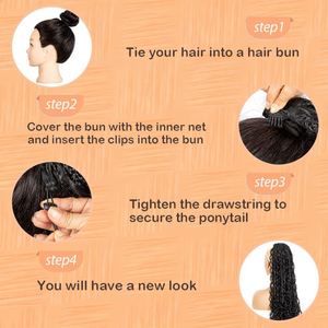 Boho Braiding Drawstring Ponytail 22 Inch Synthetic Fiber Bohemian Style Pony Tails BOHO Ponytail Fluffy Box Braiding Ponytail - Product Image 5