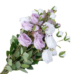 Vente chaude Austin <span class=keywords><strong>Rose</strong></span> Décor 6-Tête Artificielle Blanc Violet Fleurs pour la Décoration de Table de Mariage pour la Saint-Valentin Pâques - Product Image 6