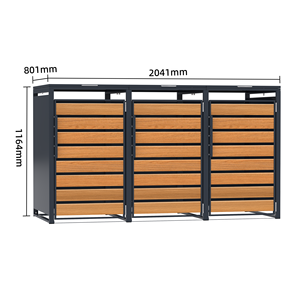 Steel Square Standing Outdoor Lockable <strong>Wheelie</strong> Trash Can Rolling Cover 120L Eco-Friendly 2 <strong>Bin</strong> Office Garden <strong>Storage</strong> - Product Image 5
