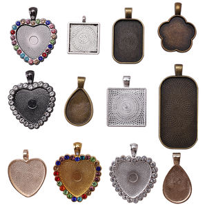 Zhubi 라운드 유리 카보 숑 금속 트레이 베젤 공백 아연 합금 펜던트 기본 비즈 보석 만들기 DIY 팔찌 매력 - Product Image 6