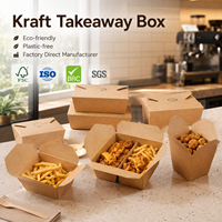 Boîte alimentaire à emporter en kraft multi-compartiments avec revêtement anti-graisse et logo personnalisé pour la restauration et les services de déjeuner
