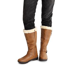 Bottes de neige hautes pour femmes, hiver, fermeture éclair latérale, à enfiler, doublure en fourrure chaude, bottes de neige à large mollet - Product Image 5