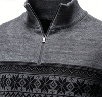 Pull tricoté jacquard 100 % coton pour homme, col montant, manches longues, anti-rétrécissement, anti-boulochage, anti-plis, chaud pour l'hiver