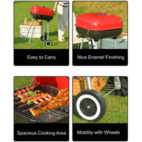Barbecue à charbon de bois carré sur chariot, sans fumée, en fer de qualité supérieure, pour jardin extérieur