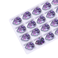 Strass en verre Selina Crystal Waterdrop Drop brillants, cousus à la main, à double trou, écologiques, à dos pointu 3D, pour robes de mariée et de soirée