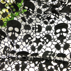 Красивая Водорастворимая кружевная ткань с вышивкой в виде черепа - Product Image 2