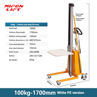 MIFONLIFT Mini gerbeur semi-électrique portable avec hauteur de levage de 1500 mm, 1700 mm, 2000 mm, capacité de 100 kg