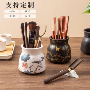 ชุดอุปกรณ์ชงชาเขียวเซรามิกเฉาโจว 6 ชิ้น อุปกรณ์ชงชาที่ทนทาน สีขาวและสีดำ - Product Image 4