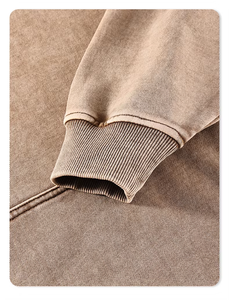 Sudadera con capucha HY al por mayor, 500 g/m², lisa, personalizada, de gran gramaje, con efecto desgastado, oversize, en blanco, con lavado ácido y efecto vintage, modelo Essentials - Product Image 5