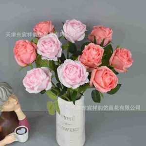 ดอกกุหลาบประดิษฐ์แบบก้านเดี่ยวจาก Dongchen Crafts ทำจากผ้าไหมโพลีเอสเตอร์ สำหรับตกแต่งบ้าน งานแต่งงาน และจัดวางบนโต๊ะ - Product Image 2