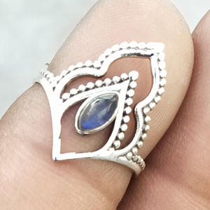 Handmade Indian 925 Sterling Silver Labradite Gemstone Ring for Women <b>Girls</b> and Parties Wholesale for <b>Birthday</b> & Wedding - Product Image 2