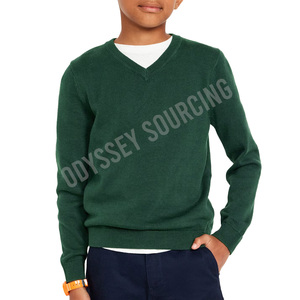 Pull décontracté élégant à col en V pour garçons, en coton doux et tricoté respirant, idéal pour l'école et les vacances. - Product Image 1