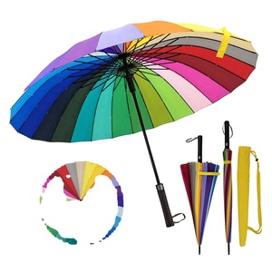 Parapluie de golf coupe-vent 24K Rainbow, durable, entièrement imprimé, en pongee coloré, avec poignée en bois, logo personnalisé, idéal pour les cadeaux et les voyages - Product Image 1