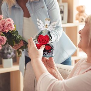 Gifts for Women Preserved Rose Forever Flower in Glass Angel Figurines Fresh Flowers for Valentine's Day Wedding Birthday Gifts - Product Image 4