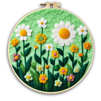 Kit de broderie artisanale ChangxuTextile, paysage hivernal, tissu rond, broderie créative, décoration artistique en feutre 3D