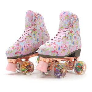 Patins à roulettes classiques pour femmes <span class=keywords><strong>Quad</strong></span> avec plaque en aluminium et roues en PU chaussures de patinage clignotantes - Product Image 1