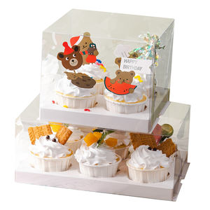 Goedkope, transparante, aanpasbare cupcake- en muffinverpakkingen van plastic en papier, met reliëf, van gerecycled materiaal, zelfoprichtend ontwerp voor - Product Image 1