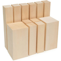Blocs de bois de tilleul non finis pour sculpture, cubes de bois de tilleul de plusieurs tailles pour bricolage, sculpture d'animaux et artisanat