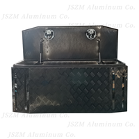 Boîte à outils en aluminium noire à demi-porte pour caravanes, boîte à outils en aluminium pour camion avec étagères réglables