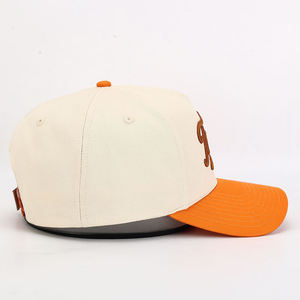 Casquette de baseball bicolore à 5 panneaux avec motif feuille, logo brodé 3D, unisexe, 100 % coton, tissu respirant et imperméable, simple boutonnage - Product Image 4