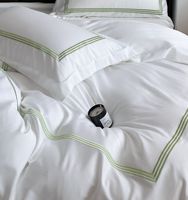 Draps d'hôtel de luxe Queen King Size blanc 100 coton 300TC 80S ensemble de literie d'hôtel brodé