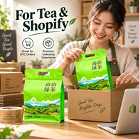 Sacs d'emballage pour thé personnalisés avec poignée et fermeture éclair, échantillons gratuits, expédition en 3 à 7 jours pour le commerce de détail de thé vert