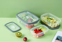 Boîte à lunch réutilisable pour micro-ondes, ensemble de 3 boîtes à lunch rectangulaires, contenants de stockage alimentaire pour les fêtes avec couvercles, injection