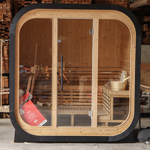 <span class=keywords><strong>Sauna</strong></span> Prefabbricata a Cubo di Rapido Montaggio con Kit, <span class=keywords><strong>Sauna</strong></span> Esterna in Abete Finlandese Carbonizzato per 4-6 Persone - Product Image 3