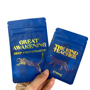 Bolsas de plástico impresas personalizadas para embalaje de setas, bolsas de Mylar de lámina dorada con efecto metálico mate, bolsas Ziplock de setas - Product Image 3