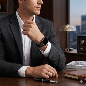 Correa de Reloj de Cuero y Silicona de Lujo al por Mayor con Hebilla de Acero Inoxidable, Correa de Repuesto de Cuero para Apple Watch 10/9/8/SE 46mm 49mm - Product Image 6