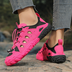 Chaussures de marche ventilées à séchage rapide, sandales ajourées à lacets réglables, résistantes aux chocs, chaussures décontractées à la mode, parfaites pour le bord du lac et - Product Image 1