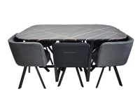Ventes chaudes et prix les plus bas 6 chaises en tissu de lin avec 1 ensemble de table pour restaurant de restauration rapide et bar Salle à manger à domicile
