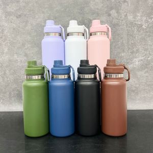 32oz Non Spill Wide Mouth Stainless Steel Water <b>Bottle</b> with Portable Drinking Spout Lid for Sports Gym Travel School Camping - Product Image 1
