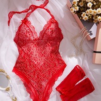 Vente chaude Lingerie De Luxe Brodé Fleur Dentelle Sexy Ouvert Entrejambe Combinaison Fuite Dos Amusant Lingerie Femmes Sous-Vêtements Serrés