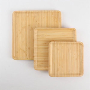 Bambus-Holz-Tablett als Untersetzer für Pflanzen, zum Servieren von Obst, Aufbewahrungsplatte, Mini-Blumentopf-Ständer, Heimdekoration, Bambustablett - Product Image 5