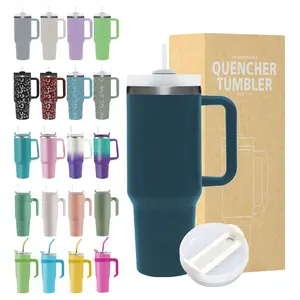 2024 New Custom Travel Mug Sublimation Blank Adventure Quencher Stainless Steel Cup 40oz Tumbler with Handle and Straw