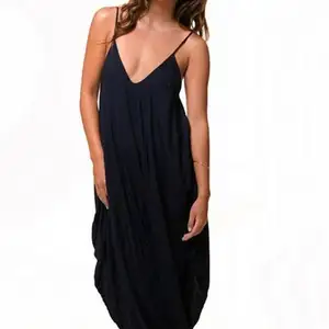 New Fashionable Women's Collection Rayon plan dye v- neck sleeve less long dress