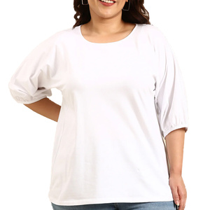 Modern Casual Women's Plus Size <b>T</b>-<b>Shirt</b> Soft Cotton Mix Fabric Drop Shoulder Cut Embroidery Logo Decoration for <b>Office</b> Weekends - Product Image 1