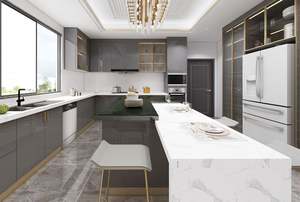 Armoires de cuisine en aluminium gris brillant de style européen, matériaux bois et panneaux, portes d'armoires de cuisine en acrylique pour une utilisation en cuisine - Product Image 6